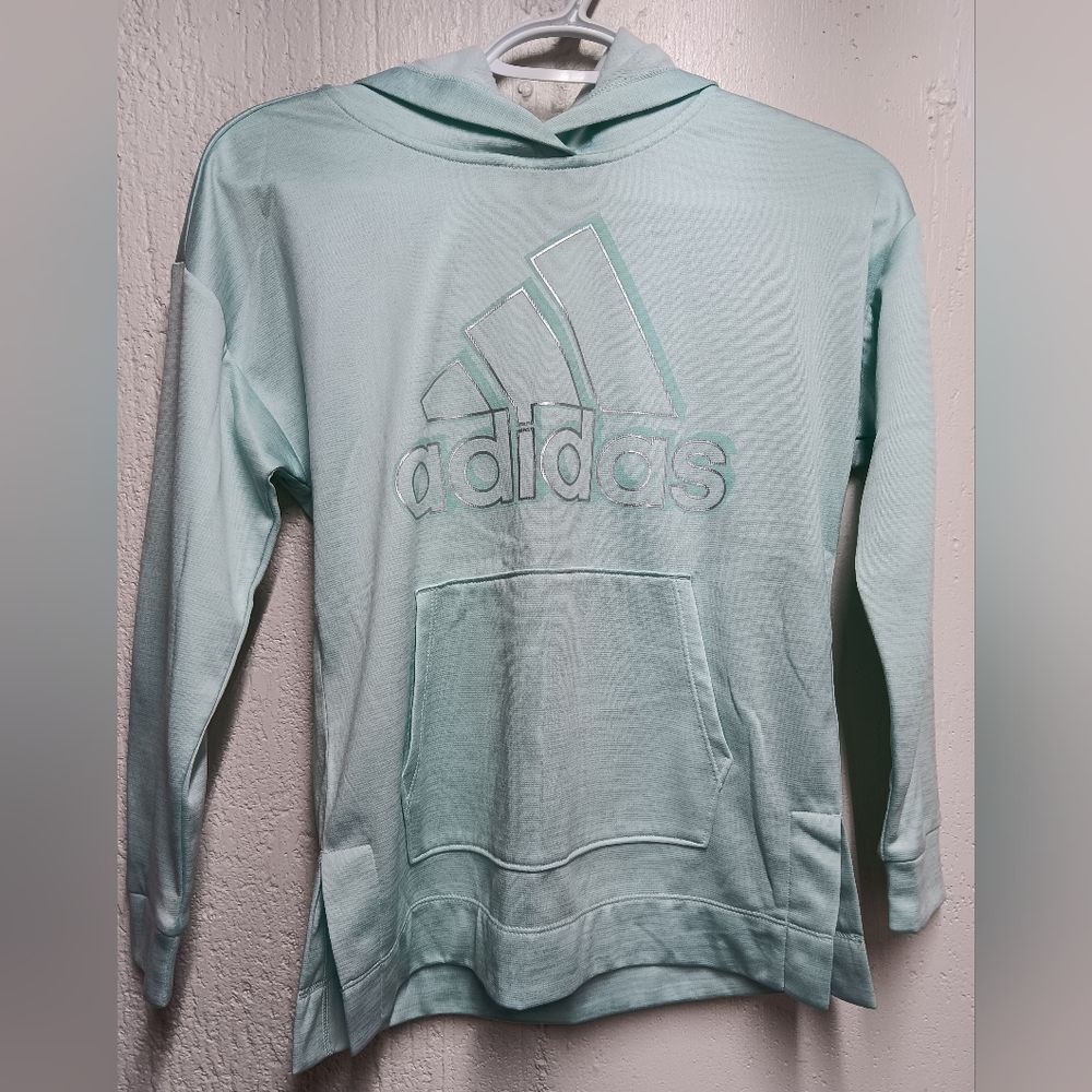 Adidas hoodie pullover girls size medium 8/10 minty teal color